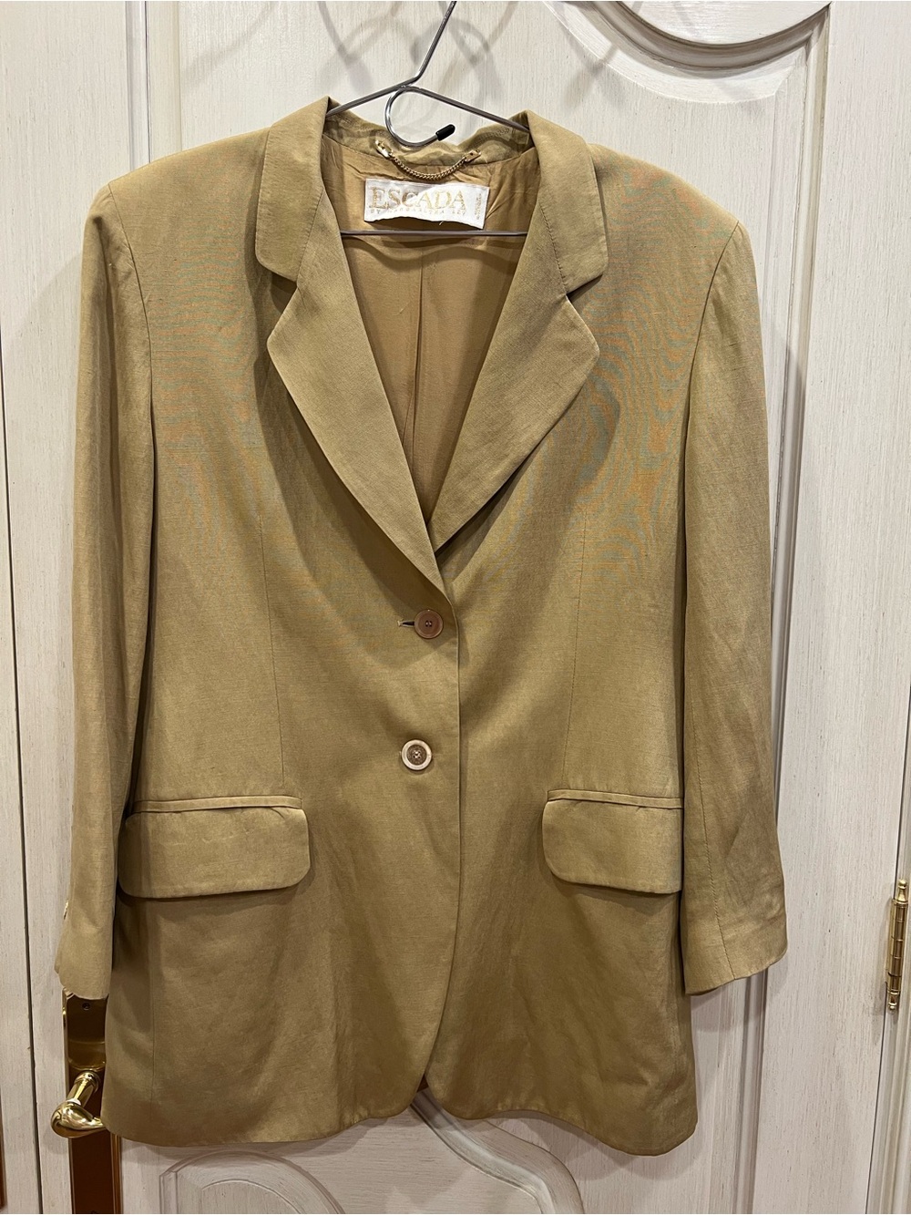 Escada by Margaretha Ley Vintage Olive-Tan Single-Breasted Blazer